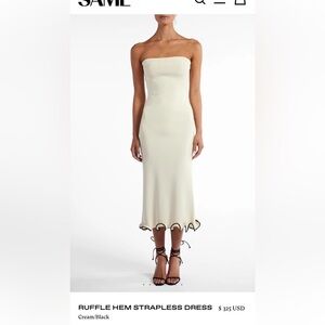 SAME Los Angeles Ruffle Hem Strapless Dress / Size M / Color Cream/Black